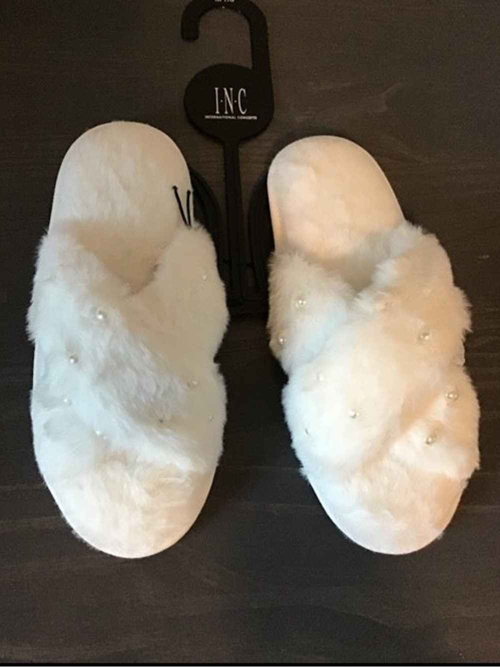 I.N.C. International Concepts Imitation Pearl Slippers Size L
